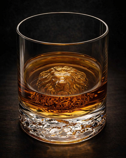 Lion Engraved Heavy Whiskey Glasses - Pack of 2