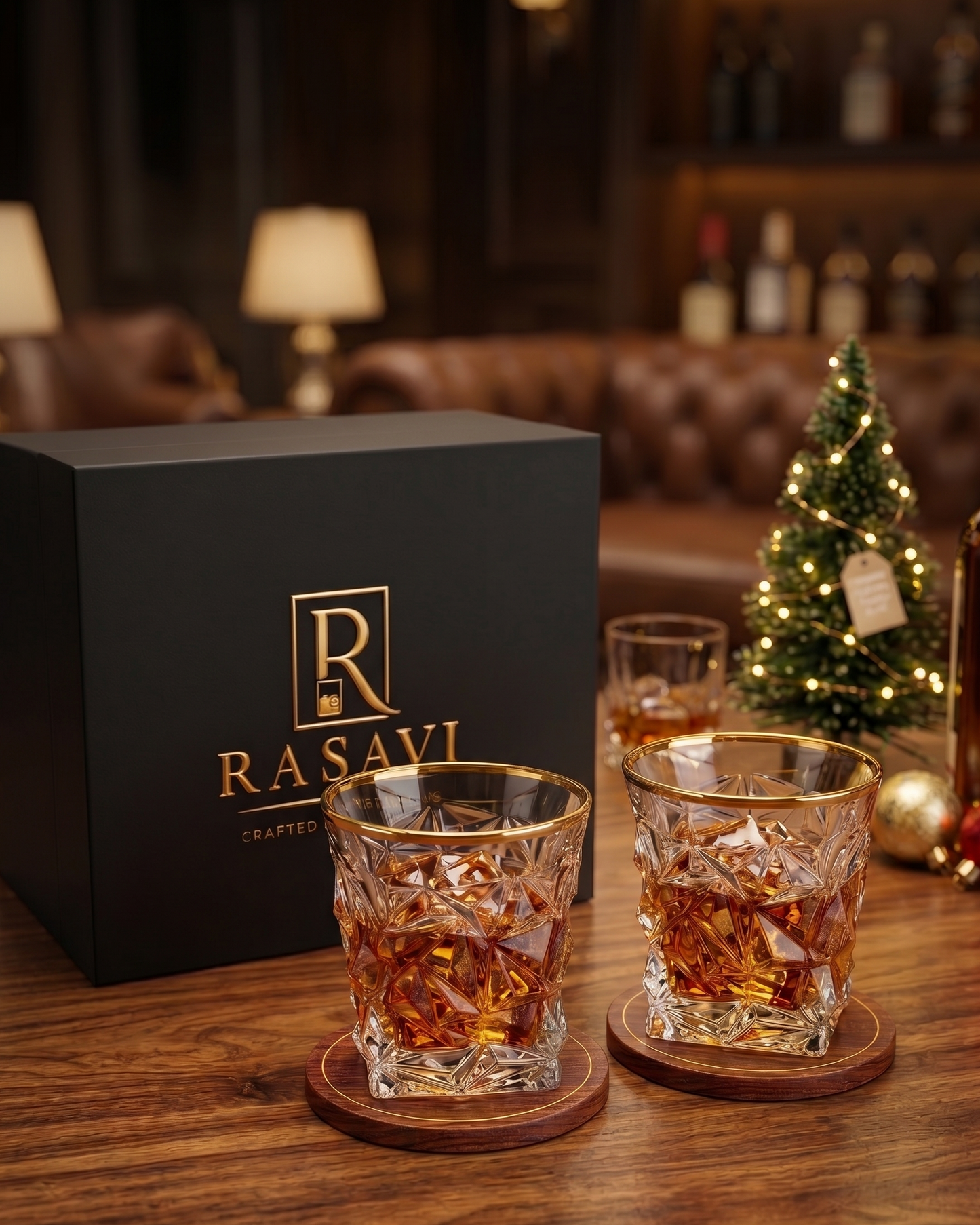 Gold Rimmed Crystal Glasses - Pack of 2