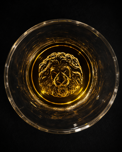Lion Engraved Heavy Whiskey Glasses - Pack of 2