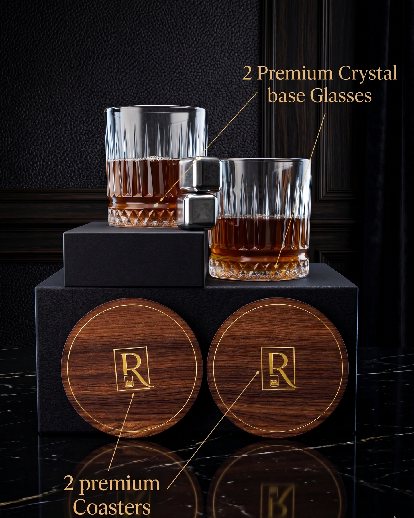 Diamond Base Old Fashioned Whiskey Glasses - Pack of 2