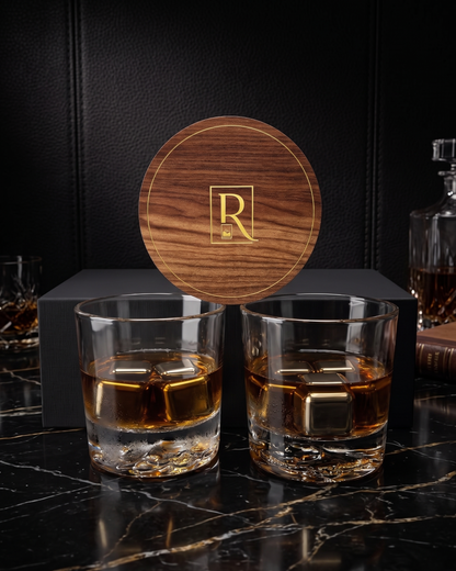 Bear Engraved Heavy Whiskey Glasses - Pack of 2