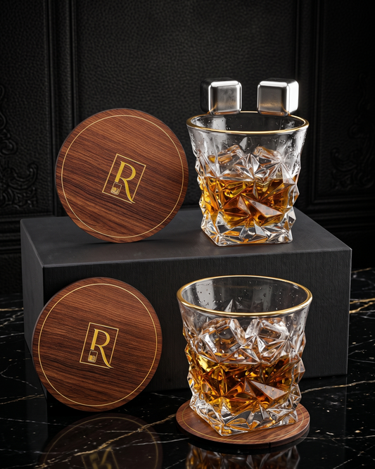 Gold Rimmed Crystal Glasses - Pack of 2