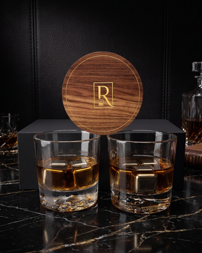 Lion Engraved Heavy Whiskey Glasses - Pack of 2