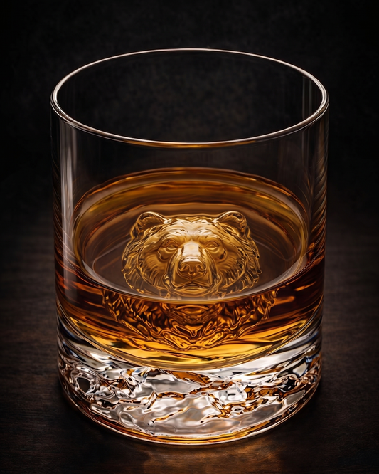 Bear Engraved Heavy Whiskey Glasses - Pack of 2