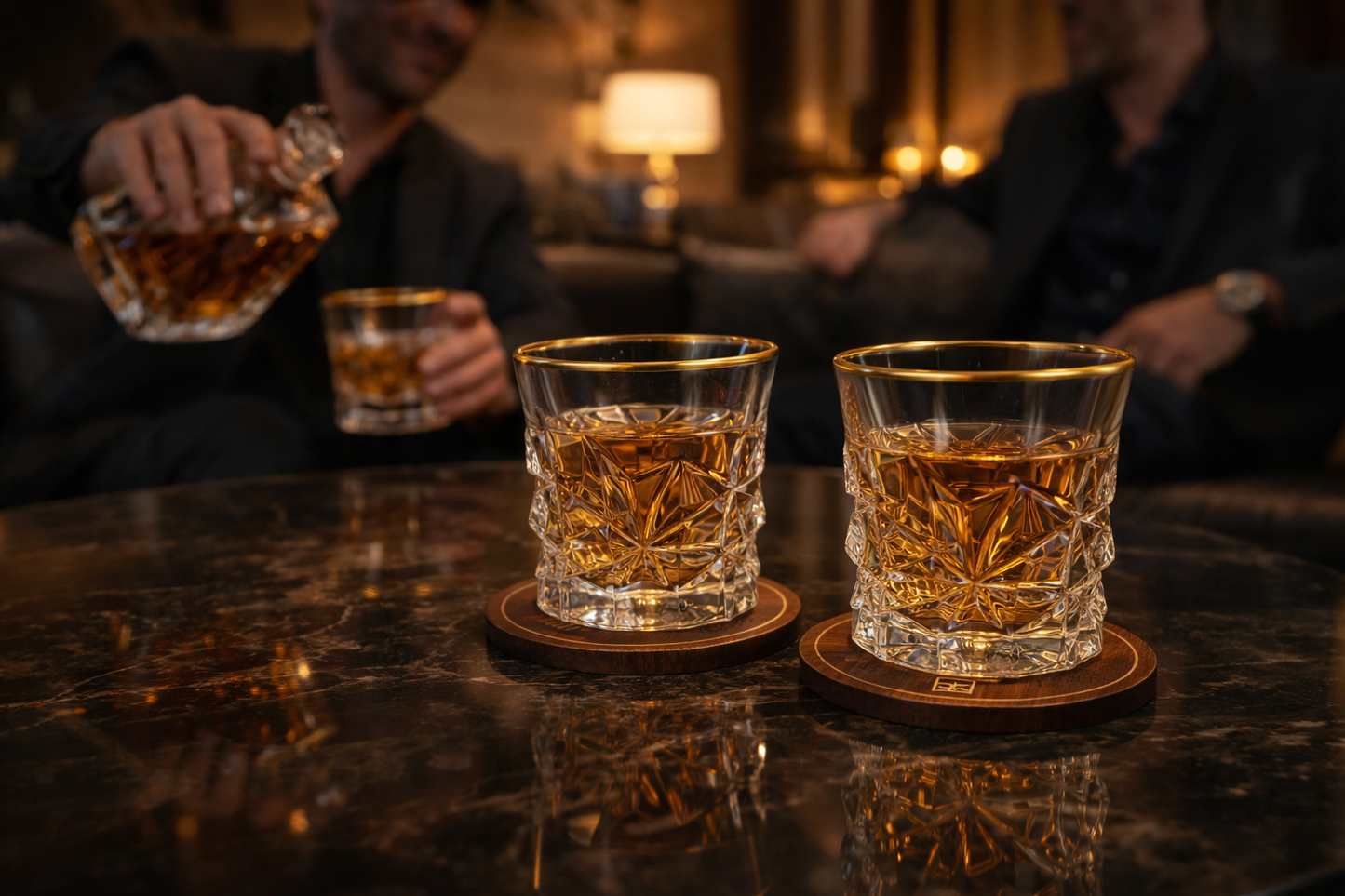 Gold Rimmed Crystal Glasses - Pack of 2